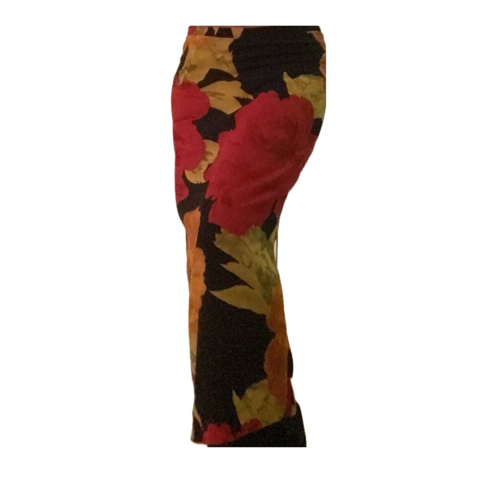 Vintage Black Floral Maxi Skirt